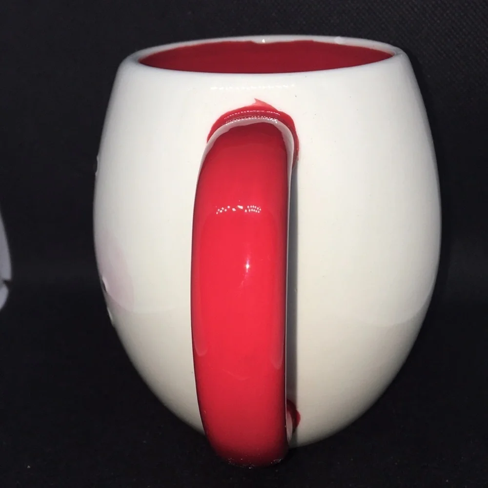 Vintage Magenta Snowman Mug Red and White